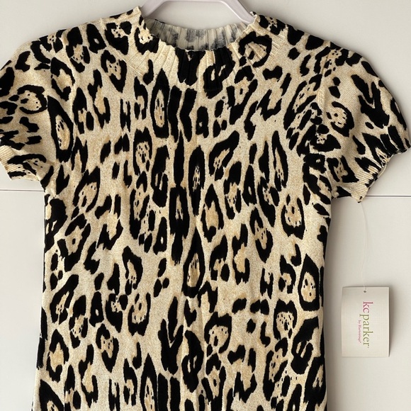 KC Parker Girls 10/12 Tunic Dress Sweater Animal Print Rhinestone Beaded Dress - Picture 6 of 13